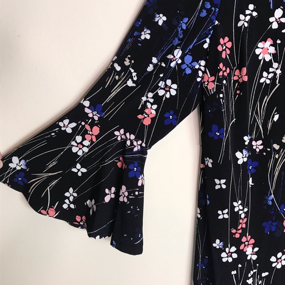 Tommy Hilfiger Dress Floral Long Bell Sleeve Sz 14 - Picture 5 of 8